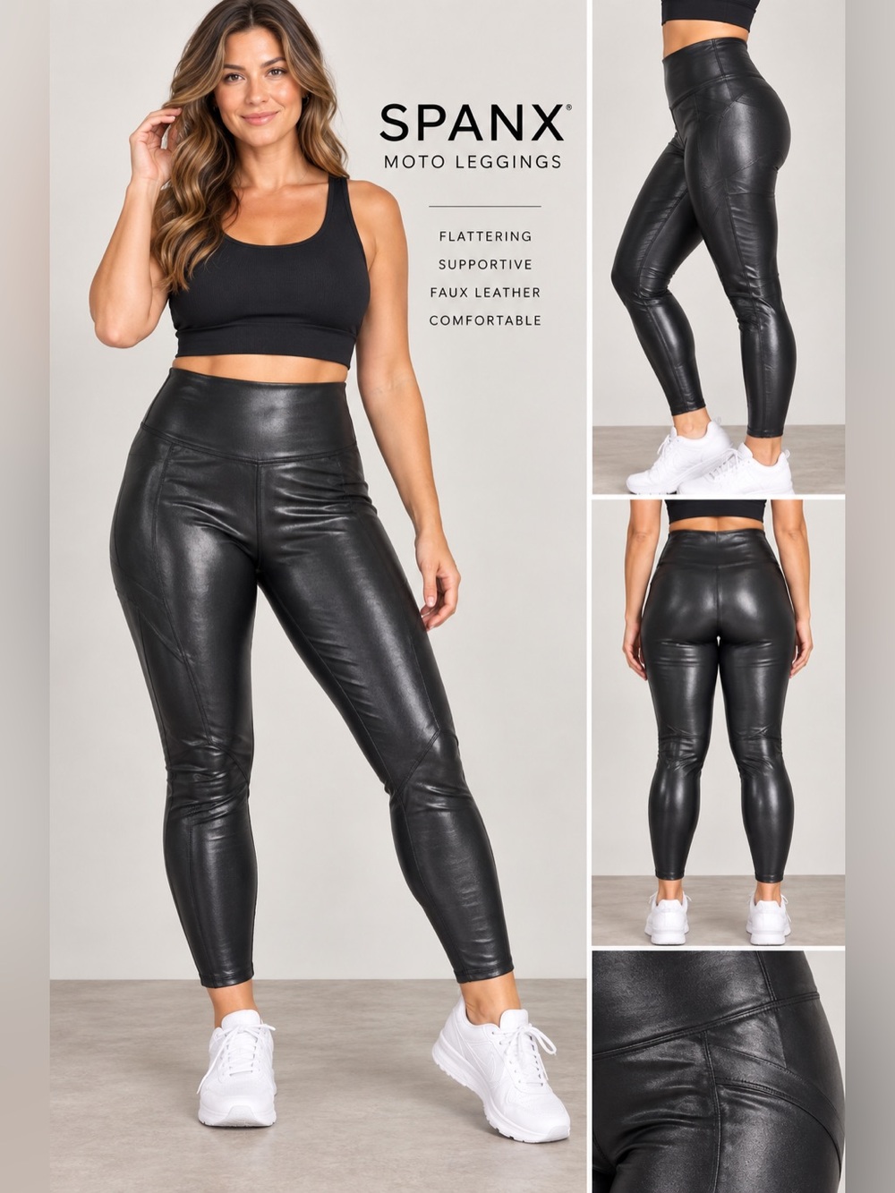 SPANX Faux Leather Leggings | Black | Size Large NWOT